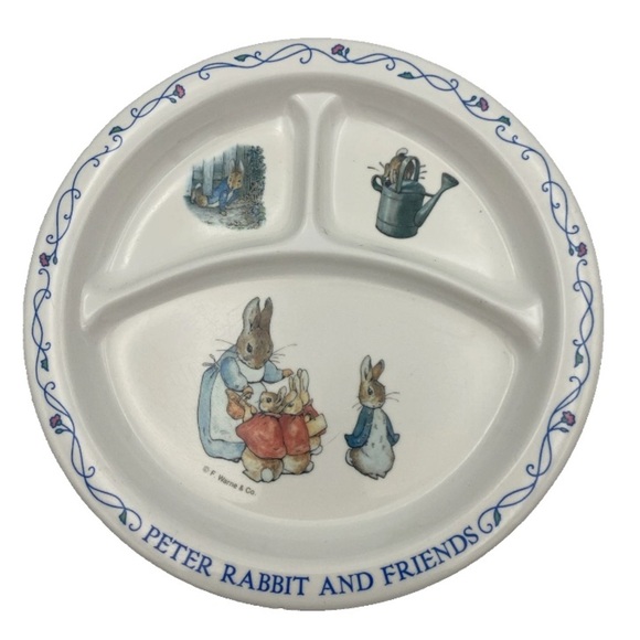 Vintage Peter Rabbit and Friends by Eden, Melamine Child's Cup Bowl & Plate Set - Picture 4 of 15